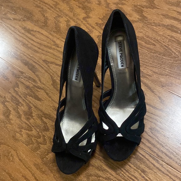 NWT Steve Madden Loyyall Black Mult, Size 8, suede heels, with box - Picture 4 of 8